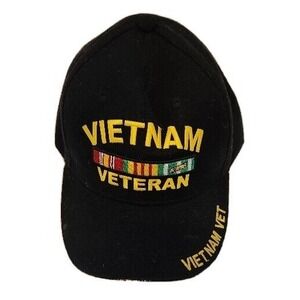 Vietnam Veteran Deluxe Low Profile Baseball Hat Cap - Black Hook &‎ Loop Closure